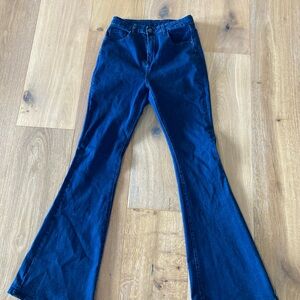 SHEIN Blue Flare Wide Leg Jeans High-Rise